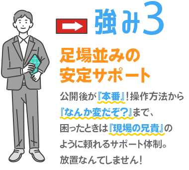 強み3：足場並みの安定サポート