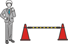 スタッフとコーンのイラスト