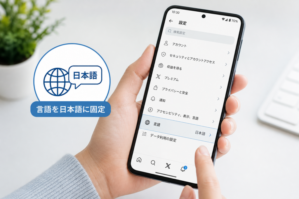 AndroidでXの言語を日本語に固定する方法|設定の確認項目