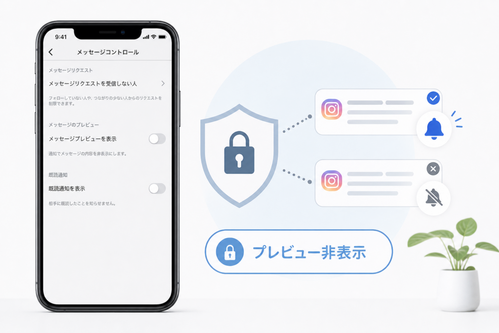DMとプライバシーを守るInstagram通知設定|メッセージ内容表示を制限して重要連絡だけ受け取る