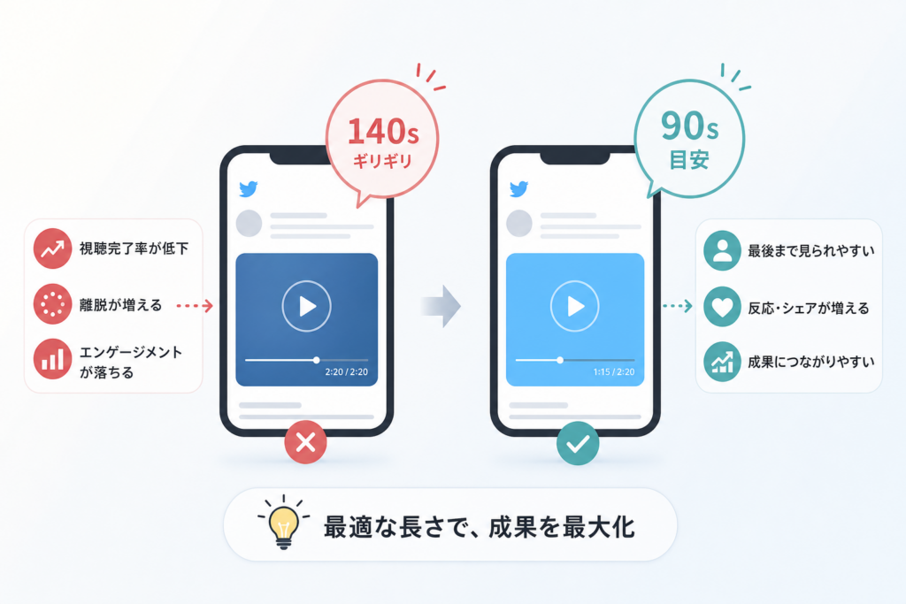 なぜTwitter動画長さ140秒ギリギリは危険なのか？おすすめの設計思考を伝授