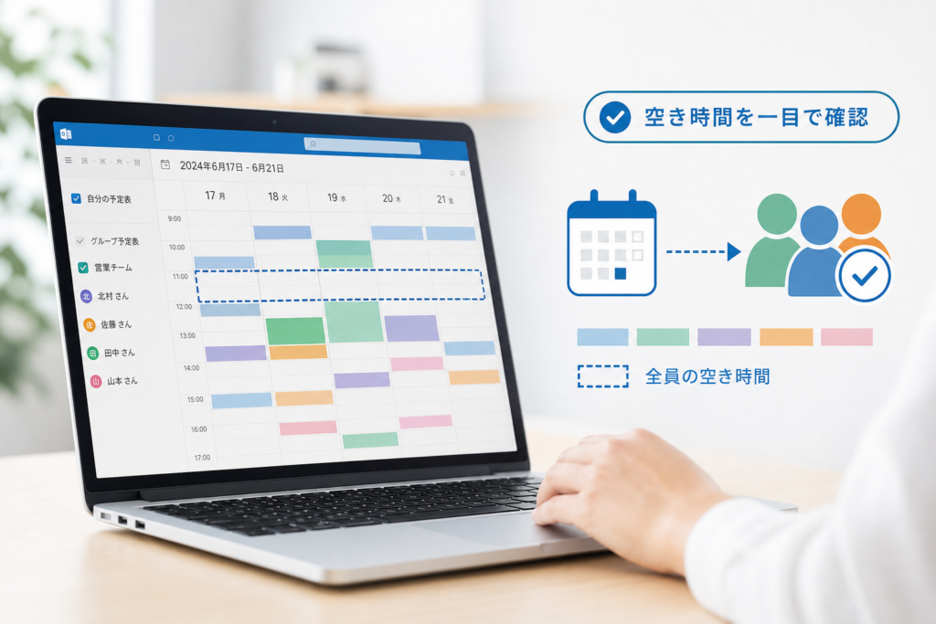 グループスケジュールと他人の予定表も活用！チーム全体の空き時間を一目で確認する方法