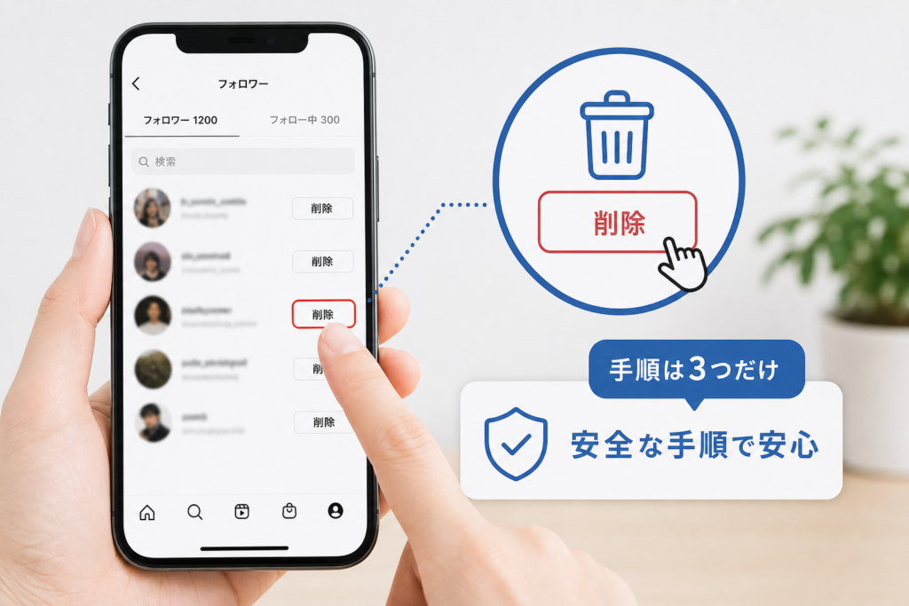 スマホで実行するInstagramフォロワー削除の手順とボタンが見当たらない時の対処法