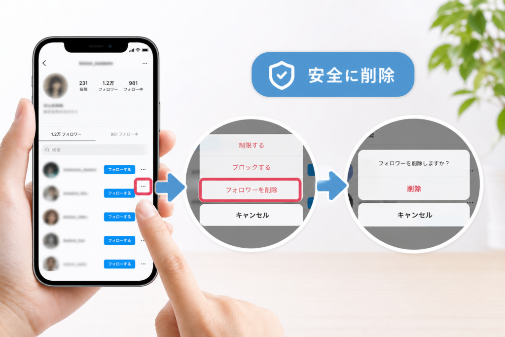 スマホで実行するInstagramフォロワー削除の手順とボタンが見当たらない時の対処法