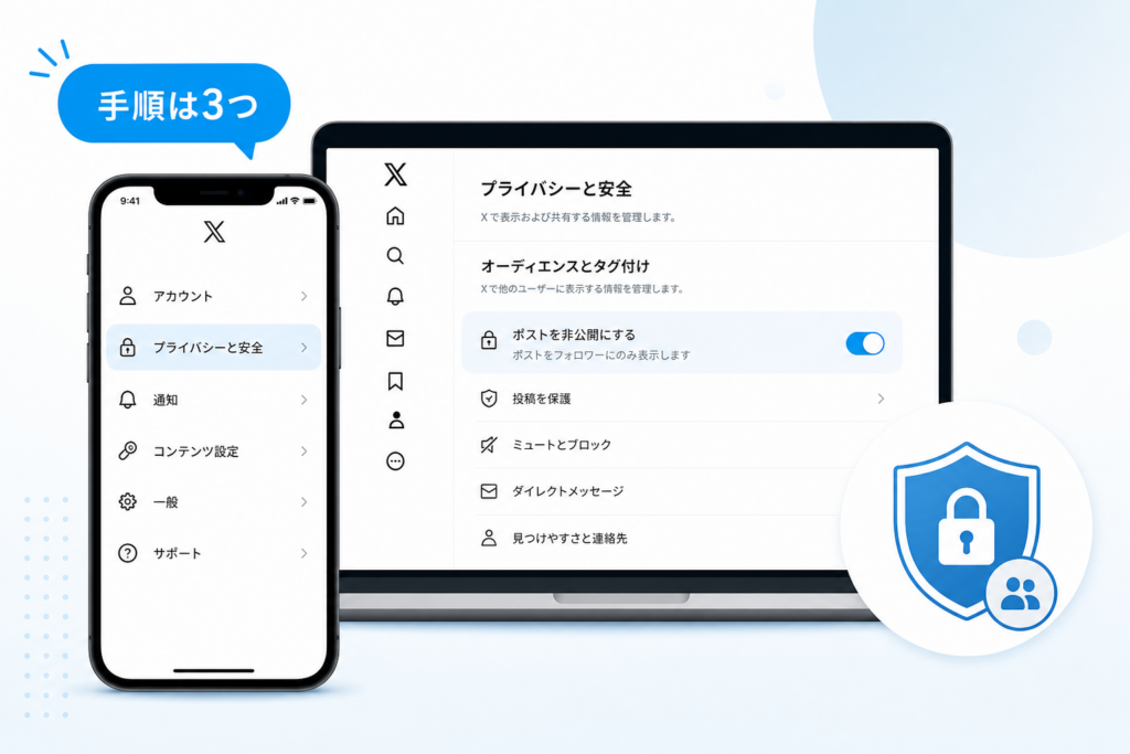 スマホ・PCでTwitter非公開に設定する手順｜鍵垢にできない時の対処法も解説
