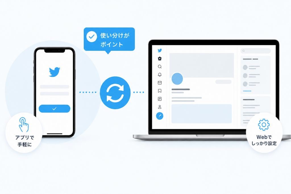 スマホ・PCのTwitterアカウント作成|web版とアプリ版の効果的な使い分け