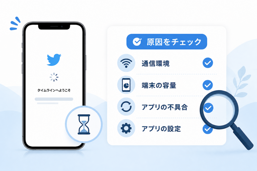 タイムラインが動かない・「タイムラインへようこそ」で止まるTwitterが重い時の原因と対処方法