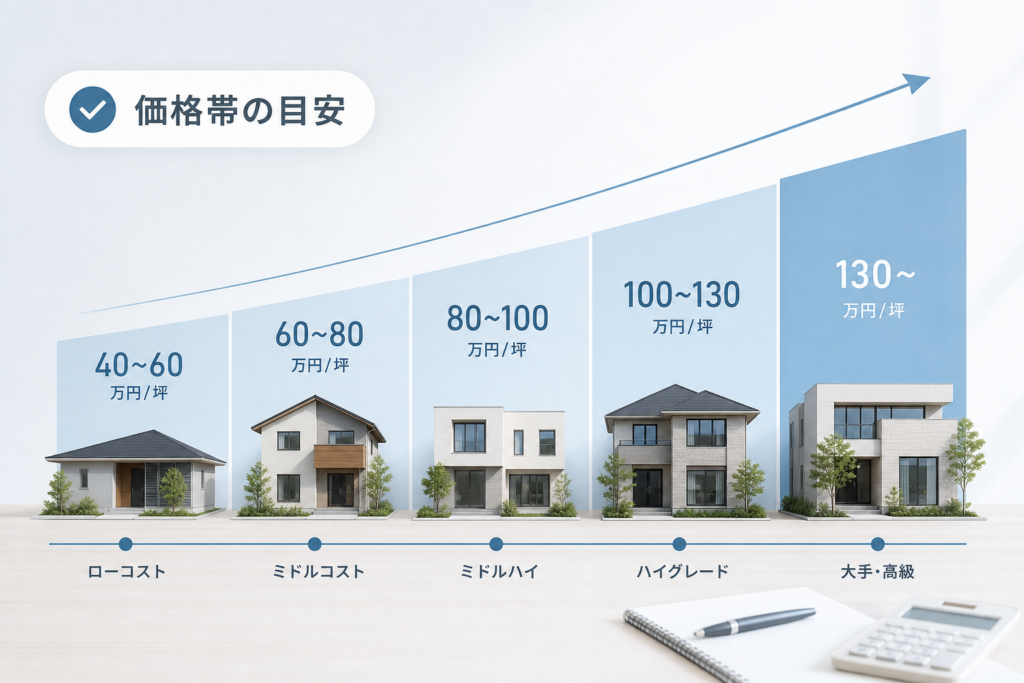 ハウスメーカー坪単価相場：ローコストから大手までの価格帯と実態