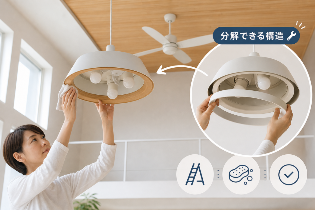 交換と掃除のしやすさを優先した吹き抜けのメンテナンス設計