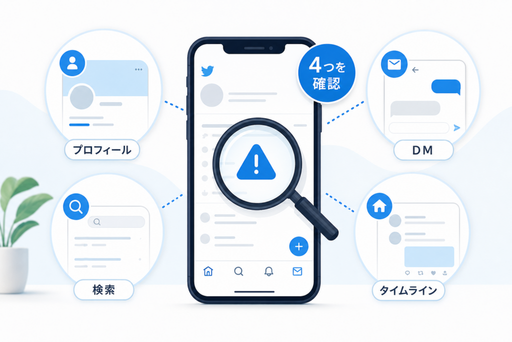 場面別にエラーの原因を特定する：プロフィール・DM・検索・タイムラインの確認方法