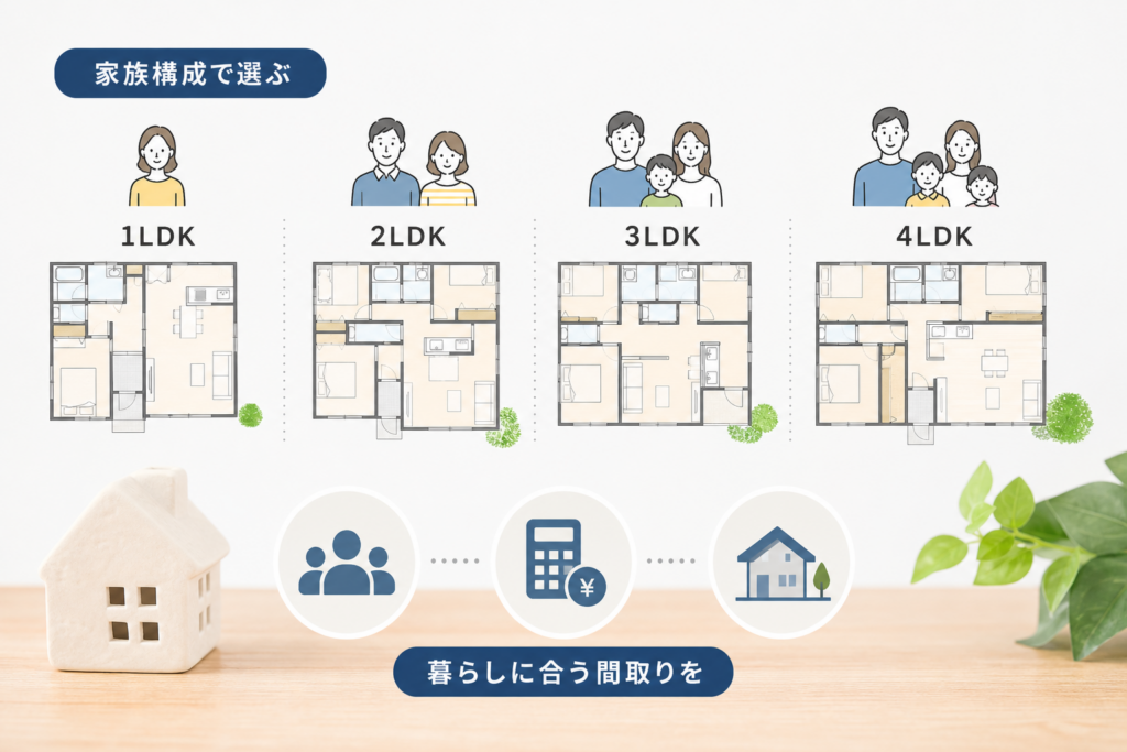 家族構成と予算別の平屋新築間取り選び・1LDKから4LDKのポイント