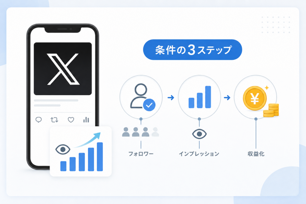 最新X収益化条件まとめで「何インプレッションや何人から始まるのか」のリアル