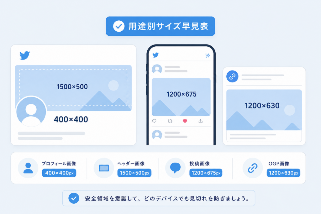 用途別Twitter画像サイズ完全解説｜ヘッダー・プロフィール・OGP対応表