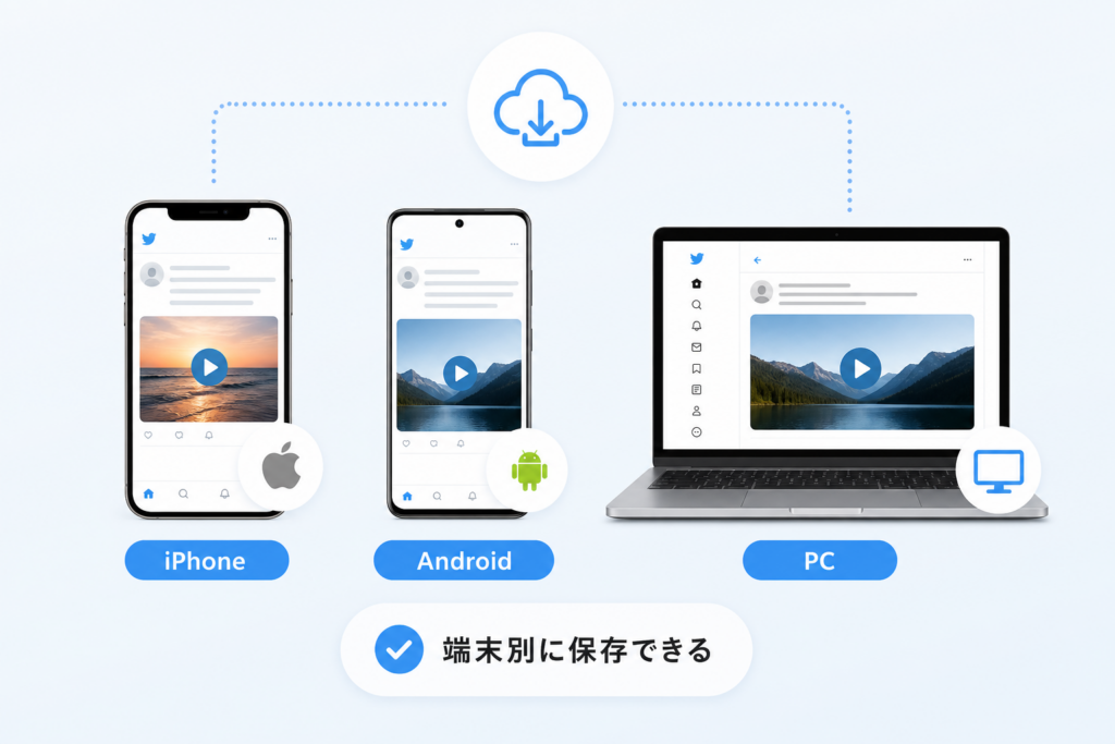 端末別のTwitter動画保存方法:iPhone・Android・PCの実現方法
