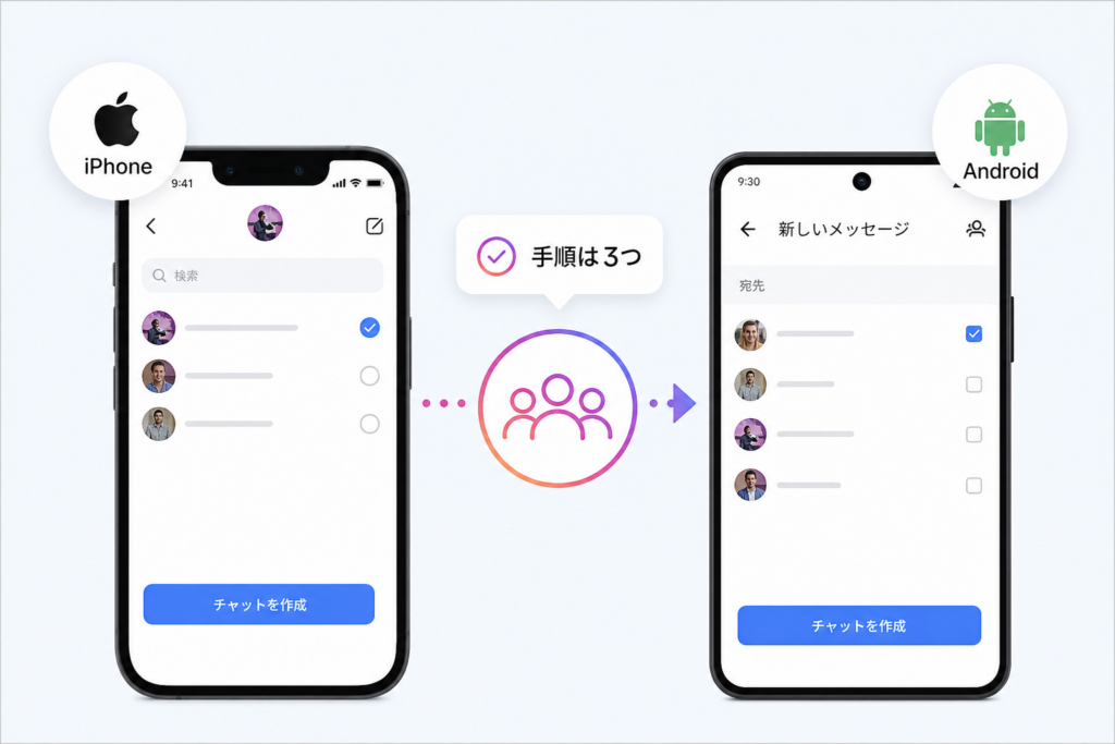 Instagramグループチャットの作り方ーiPhone/Android別の作成手順と確認方法