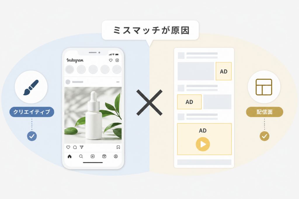 Instagram広告のクリエイティブと配信面のミスマッチが効果ない理由