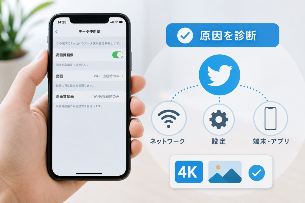 iPhoneでTwitter4Kを読み込む設定と出ない場合の診断方法