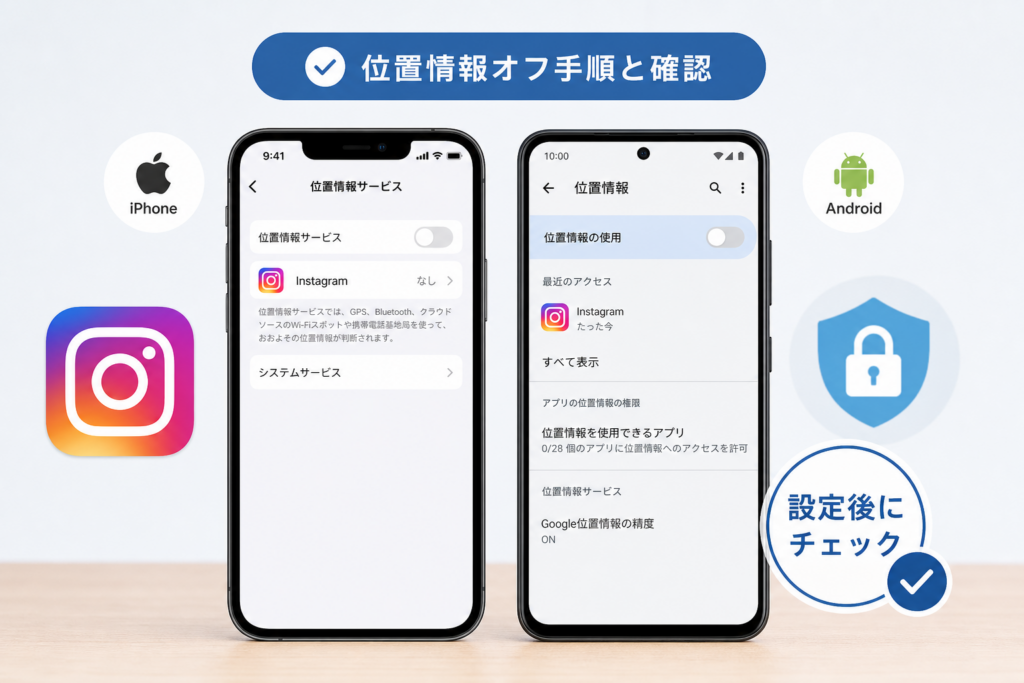 iPhone・Android別Instagram位置情報のオフ手順と本当に切れているかのチェック方法