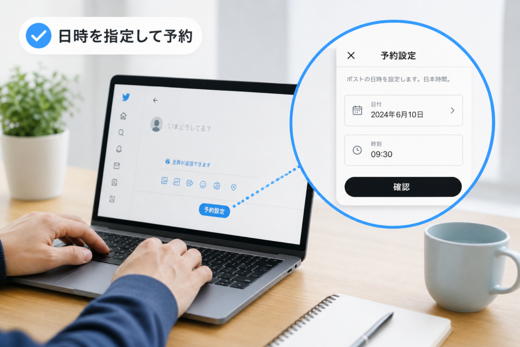 PCブラウザからのTwitter予約投稿操作ポイント