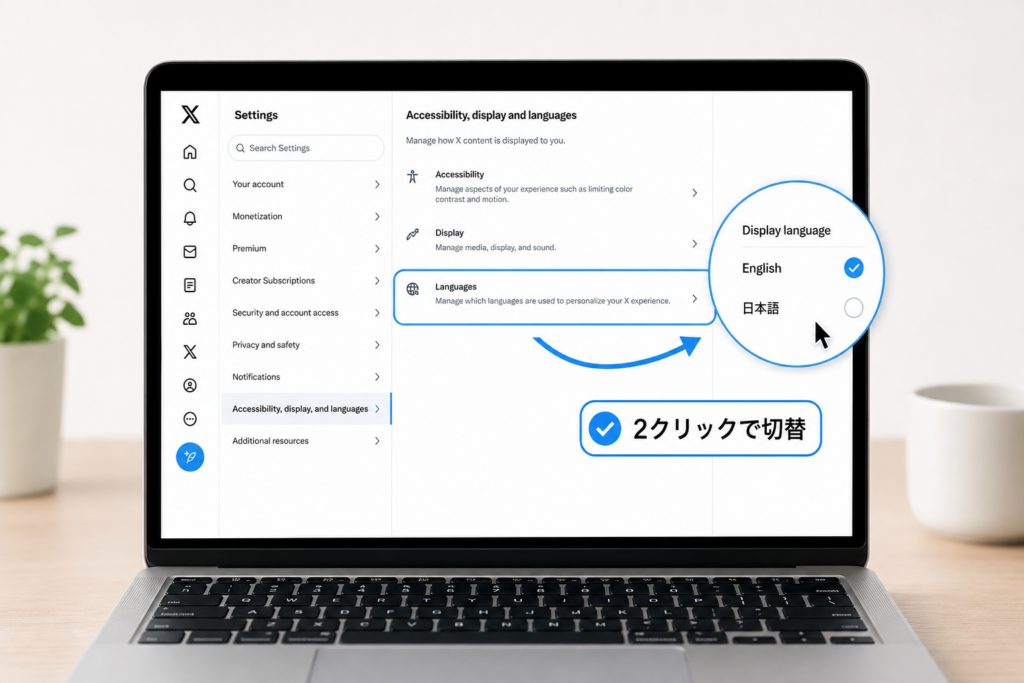 PCブラウザ版Xの言語設定|英語から日本語への変更手順と英語メニュー対訳