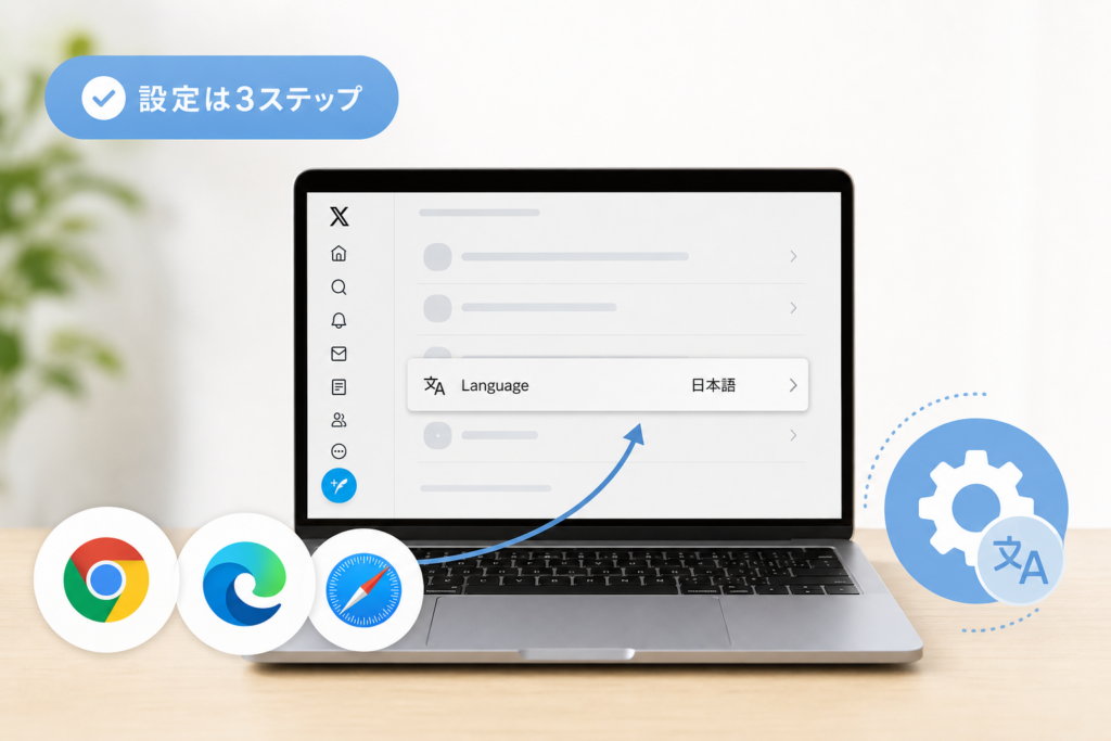 PC版Xを日本語にする設定手順｜Chrome・Edge・Safari別ブラウザ対応