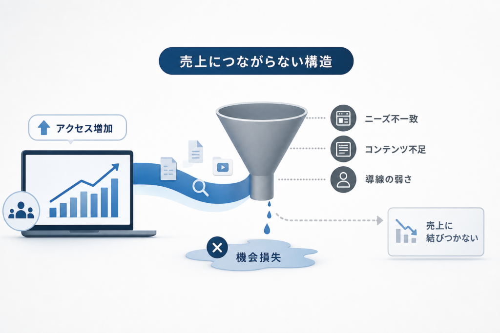 SEO施策が失速する共通点|アクセス増加と売上が結びつかない構造を解剖