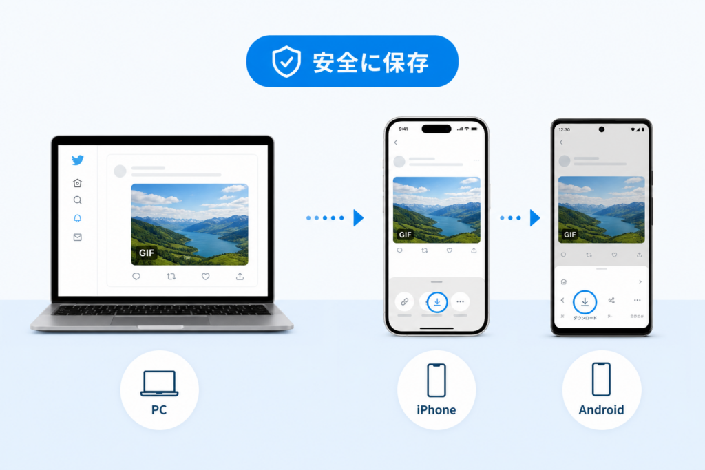 TwitterのGIFをPC・iPhone・Androidで安全に保存する方法