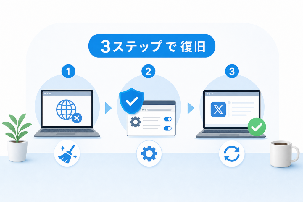 TwitterウェブからアクセスできないトラブルをSEO最適化した3ステップ復旧方法