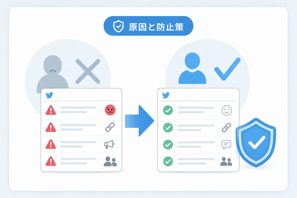 Twitterシャドウバンの原因となる投稿パターンと防止策