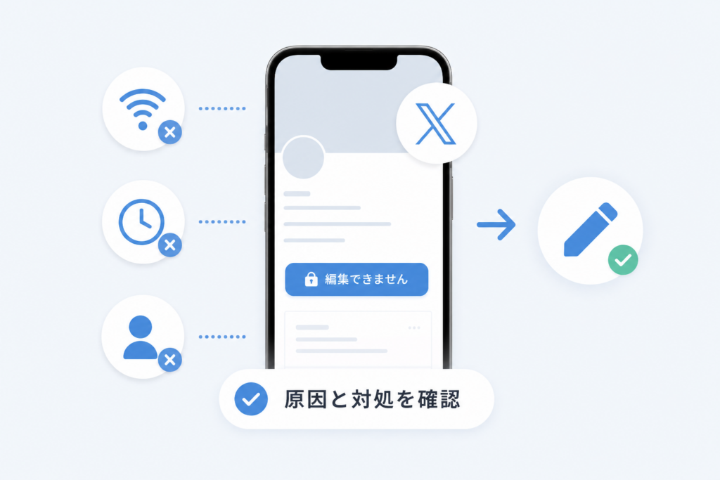 Twitterプロフィール変更不可・青くならない・編集ボタン表示なしの原因と対処