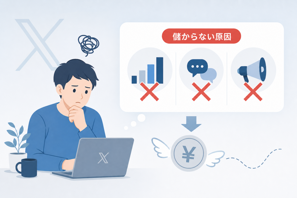 Twitter収益化儲からない理由はコレ!やっちゃいけない運用パターンを初公開