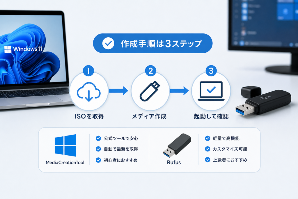 Windows11インストールメディアの作成をプロとして徹底解剖!MediaCreationToolとRufusを使いこなすポイント