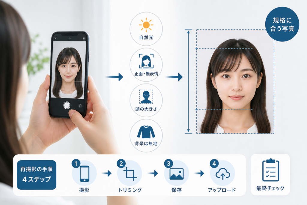 スマホで規格に合う写真を再撮影する手順