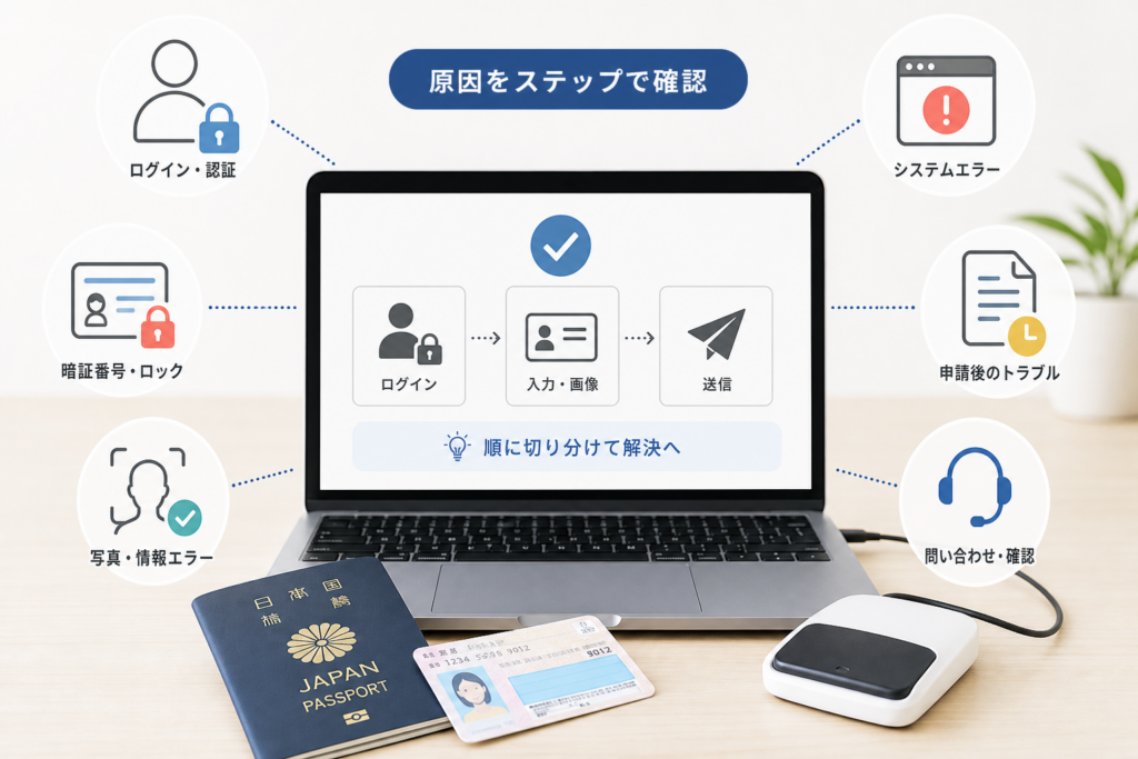 マイナポータルでパスポート申請できないときの原因判定表
