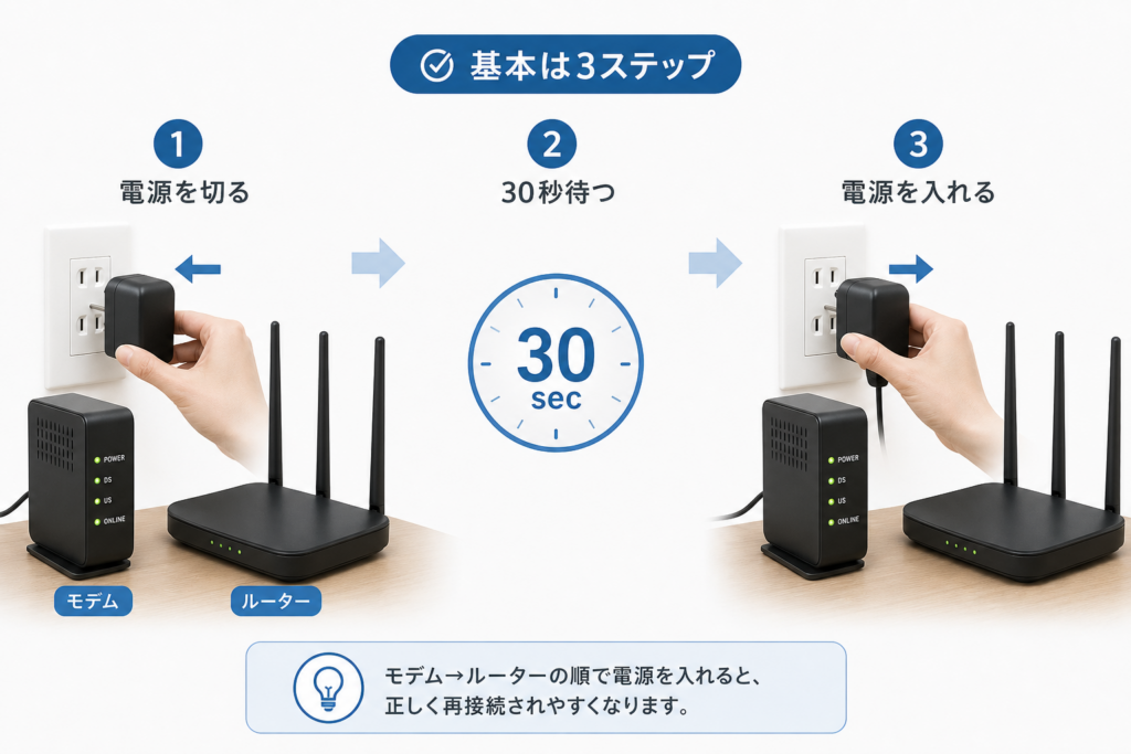 ルーターとモデムを正しく電源サイクルする方法