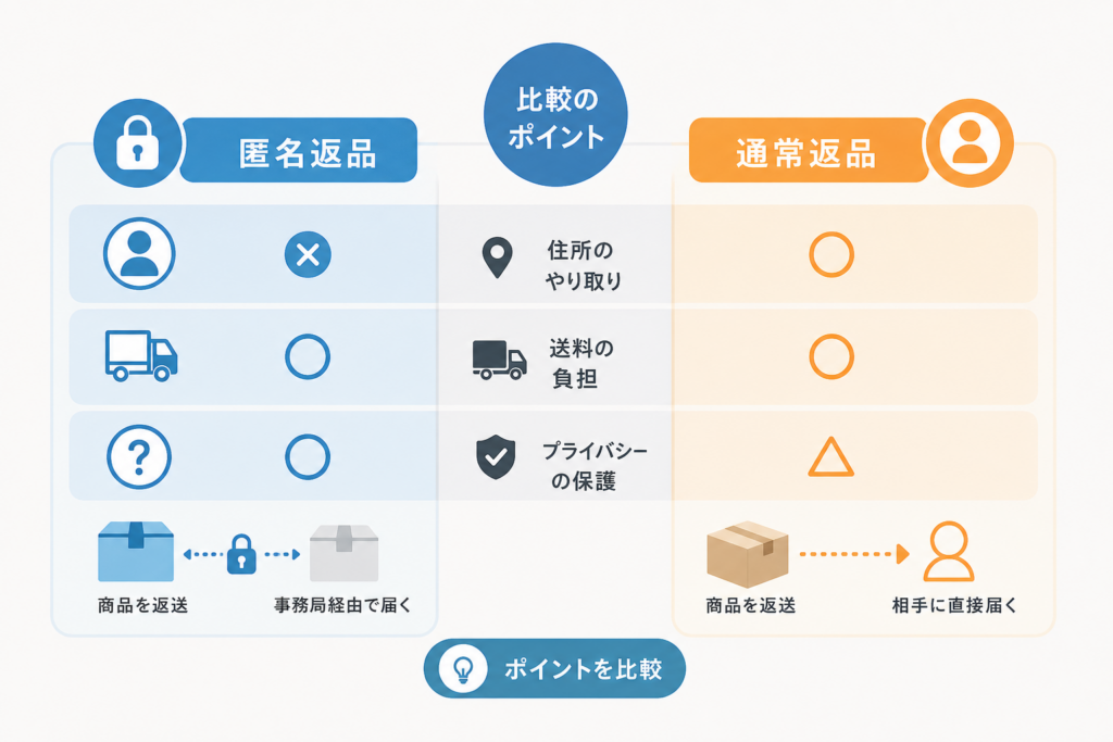匿名返品と通常返品の違いを比較