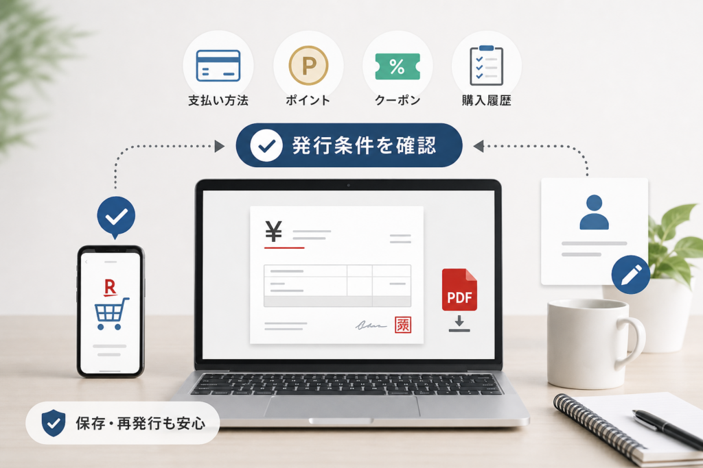 購入履歴から発行するときは、宛名と帳票内容の確認を分ける
