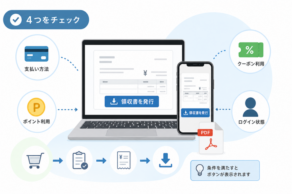 領収書ボタンが出ない原因と発行条件
