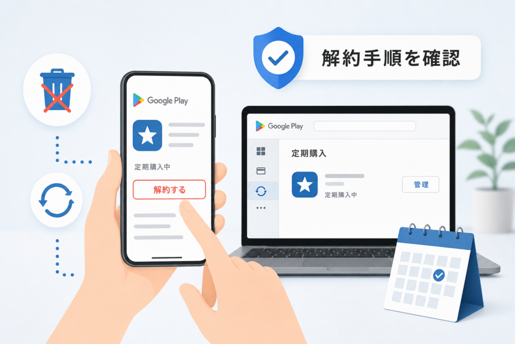 Google Playで定期購入を解約する