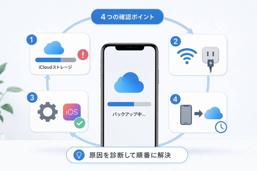 iCloudバックアップができない原因を症状から診断する