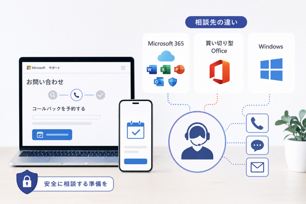 Microsoft 365・買い切り型Office・Windowsで相談先はどう違う？
