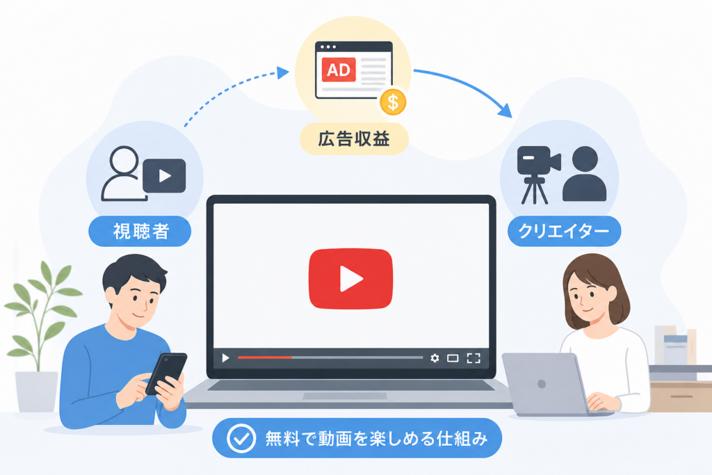YouTubeが無料で利用できる理由は広告モデルにある