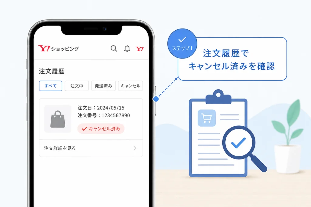 ステップ1:注文履歴で「キャンセル済み」を確認する