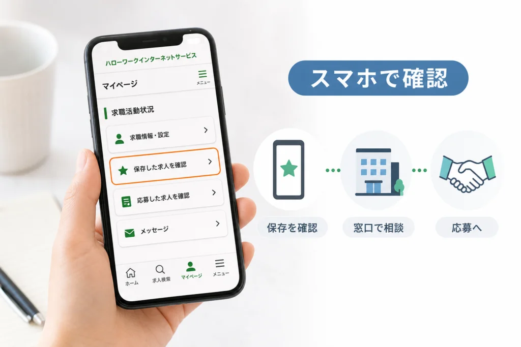 スマホで保存した求人を確認する手順