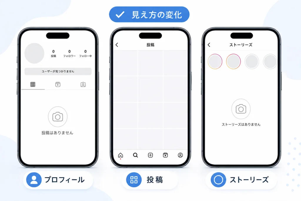 ブロックされた側のプロフィール・投稿・ストーリーズの見え方
