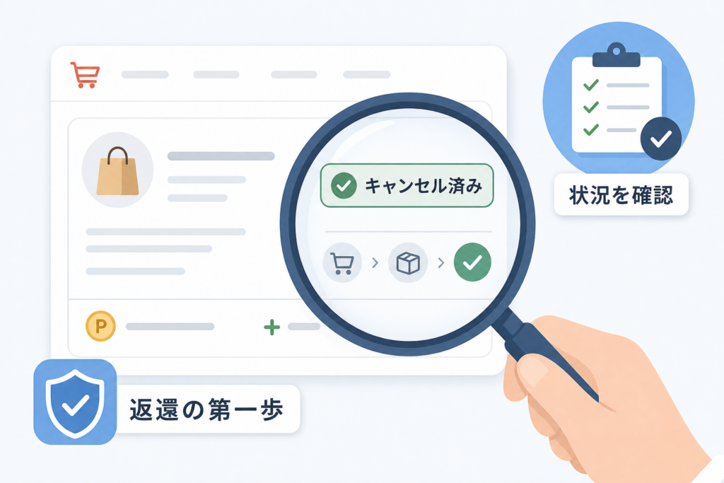ポイント返還の前に注文のキャンセル状況を確認する