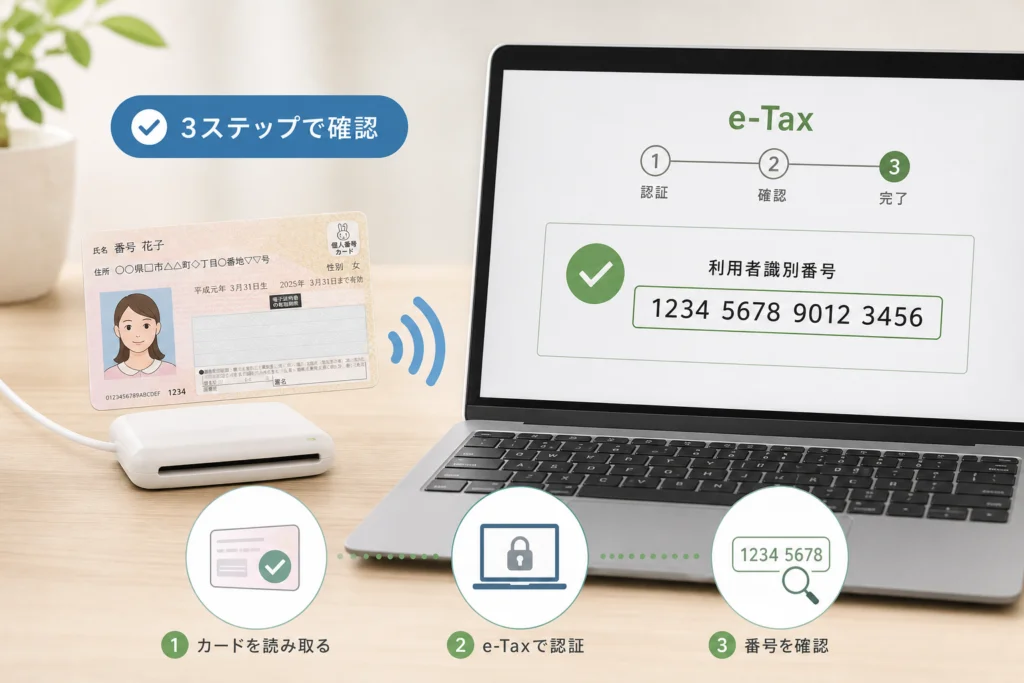 マイナンバーカードで利用者識別番号を確認する手順