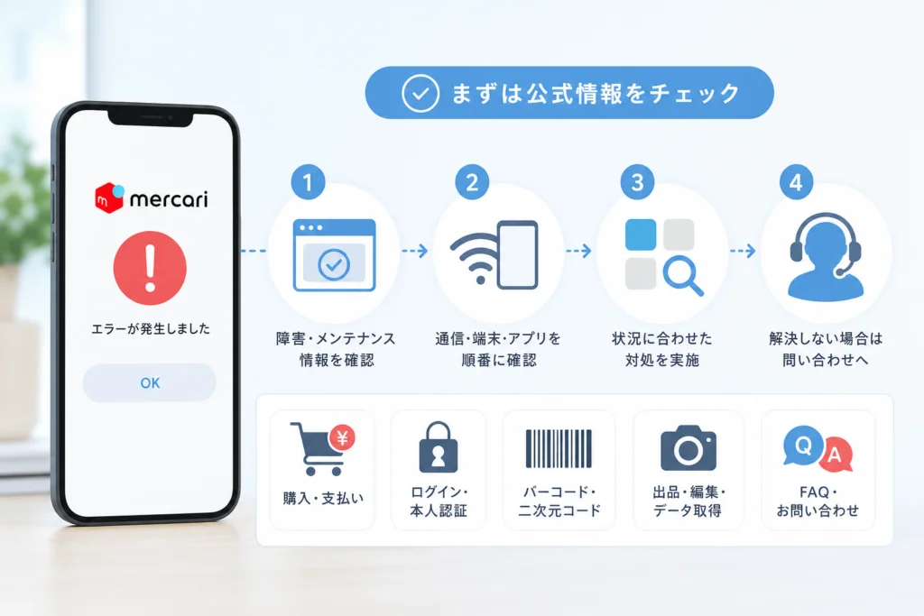 メルカリ公式の障害情報・メンテナンス情報を確認する