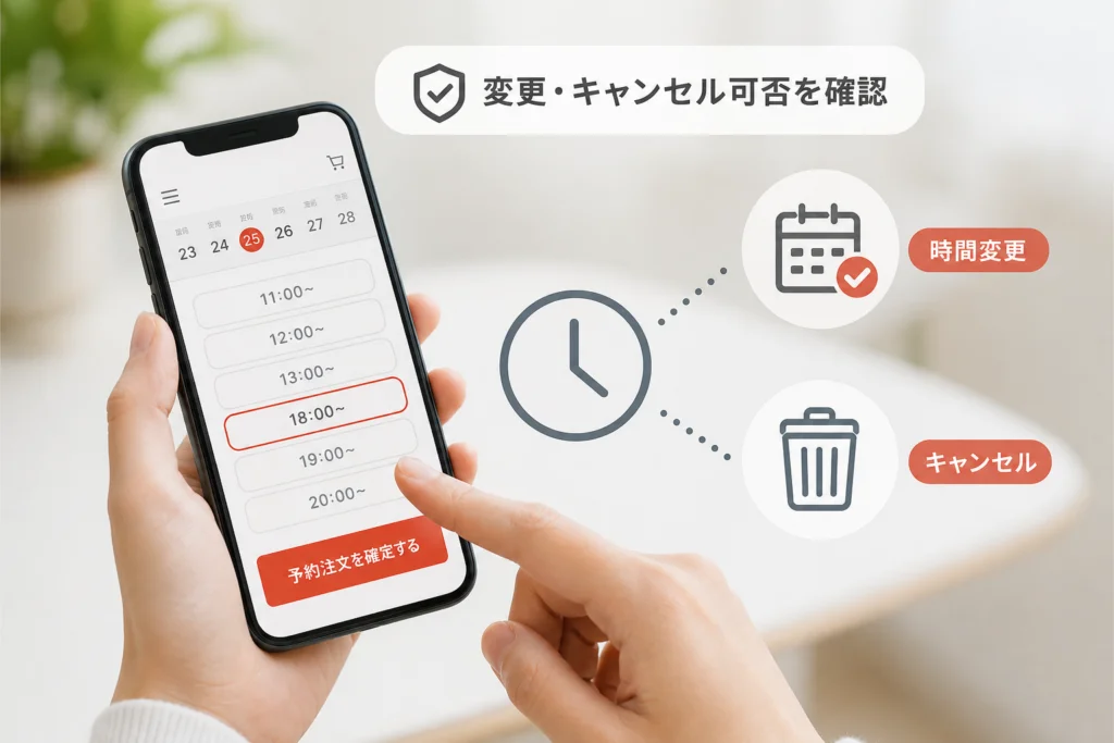 予約注文後に時間変更・キャンセルはできる？