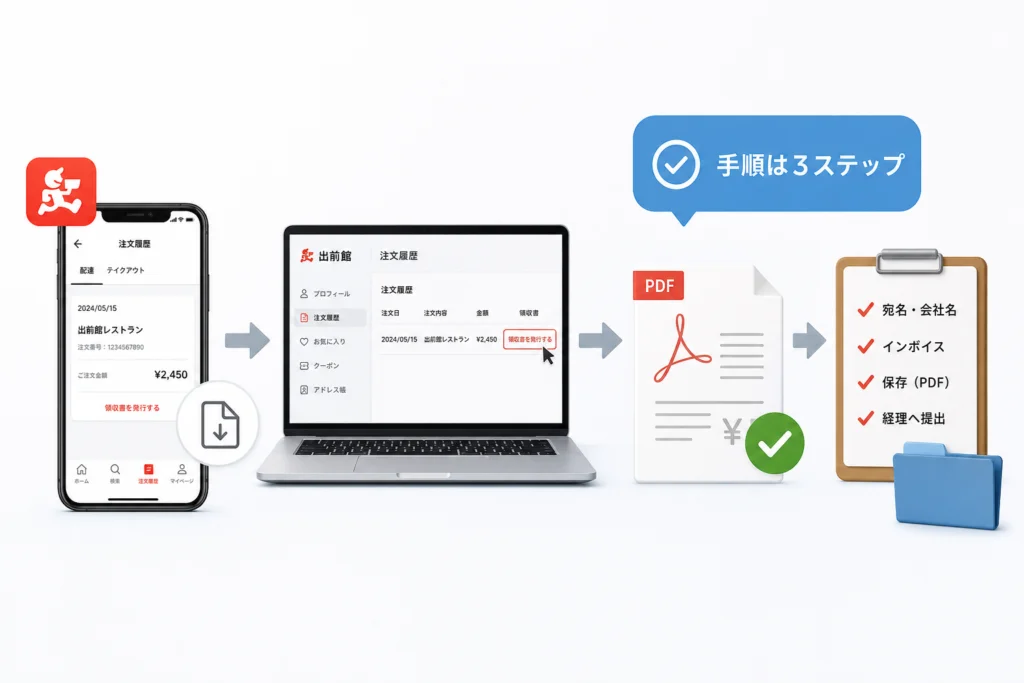 出前館の領収書をアプリ・Webから発行する手順